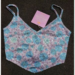 Elsie and Fred Metallic Rose Handkerchief Top